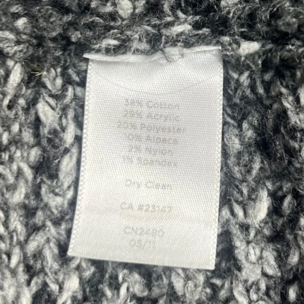 Talbots Open Front Cardigan Sweater Small Petite SP Black White Alpaca Blend - Picture 6 of 6